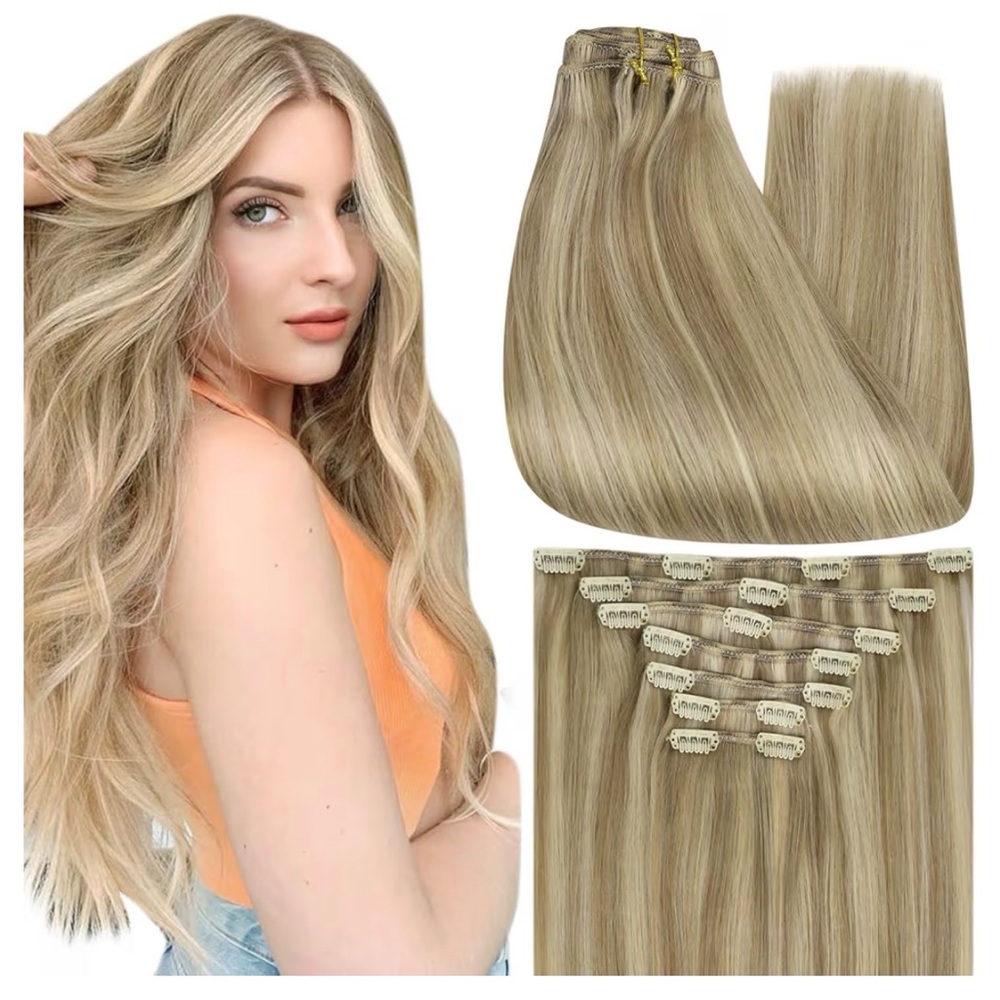 Luxurious Ash Blonde Clip-In 100% Natural real human hair Hair Extensions
